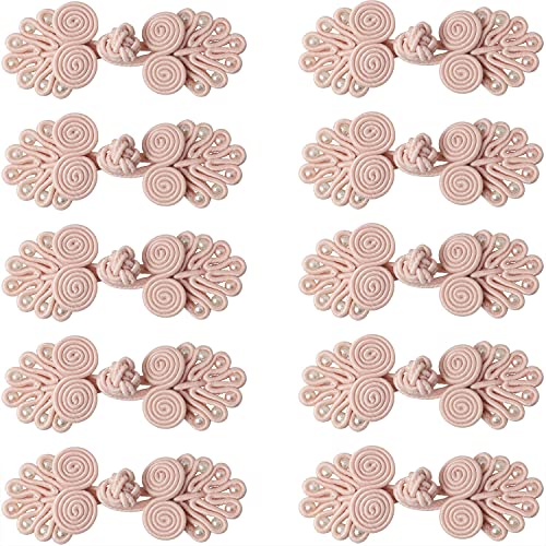 Luorng 10Pcs Chinese Closure Buttons, Chinese Knots Frog Buttons Closure Sewing Buttons Fasteners For Diy Sewing Sweater Cheongsam Cloak Coats Scarf Cardigan And Costumes Outfit Sewing, Dusty Pink #TOP1