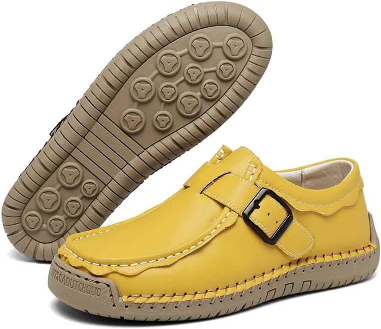 Women's Handmade Slip On Loafers Comfortable Round Toe Hand Stitching Soft Bottom Orthopedic Sneakers Casual Lightweight Non-Slip Driving Walking Flats Shoes - Image 6