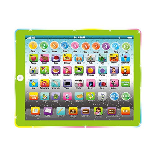 Wenbeier Kid Tablet/Learning Pad/Toddler Tablet with ABC/Word/Song/Music/Number Electronic Learning Pad Toy for Educational Preschool Boys & Girls 3-8 Years Old