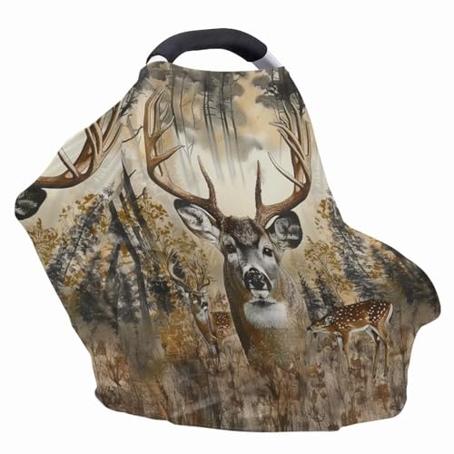 Image of Youngerbaby Deer Hunting Baby Nursing Cover for Breastfeeding Stretchy Breastfeeding Cover Lightweight Baby Shower Present Breast Feeding Cover Ultra Soft Breathable Carseat Cover