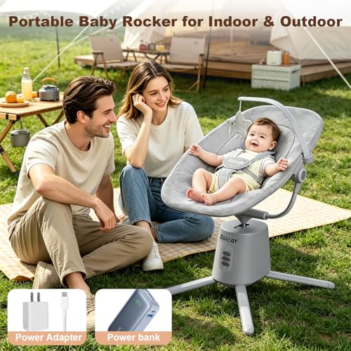 Image of Zoicay Baby Swing,Baby Swings for Infants with 3 Modes & 5 Speeds, BT Enabled App & Remote Control, Electric Swing - 6 Melodies and 3 Timer Setting, 2 Seat Positions and 5-Point Harness Swing (Gray)