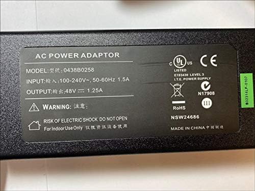 48V AC Adaptor Power Supply for Polycom VVX 411 HD Business Media IP Desk Phone