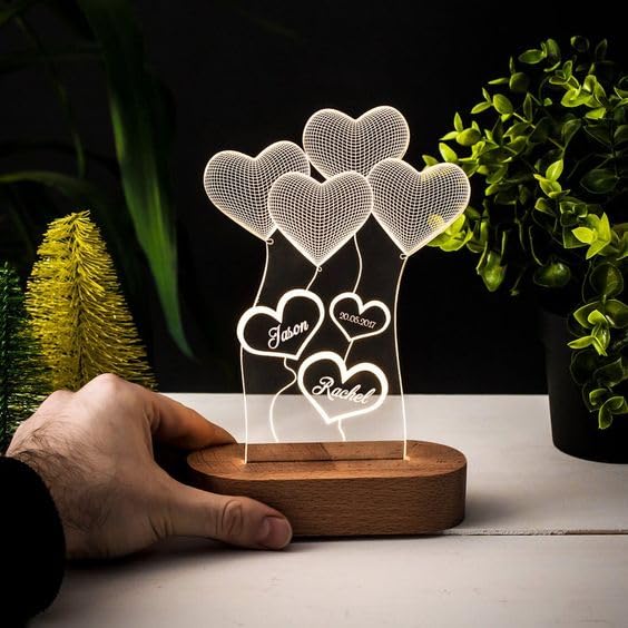 Artistic Gifts Handcrafted 3D Illusion Personalized LED Table Lam...