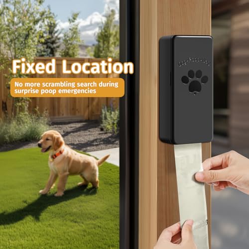 Image of qeerable Dog Poop Bag Dispenser, Wall-Mounted Dog Bag dispenser Outdoor or Indoor for Doggy and Pets, Black Poop Holder for Yard and Park, Included 4 Rolls (60 Bags)