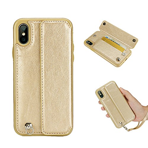 Fancart Funda iPhone X, TPU y PC Funda Resistente a Golpes Anti-Arañazos, Anti-Golpes Durable Protectora Caso Compatible con iPhone X - Dorado