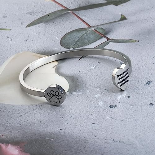 Image of SEIRAA Dog Lovers Paw Print Cuff Bangle Thank You for The Unseen Things You Do Everyday Vet Tech Student Gifts Veterinary Technician Appreciation Jewelry