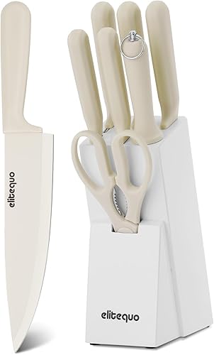 Miniatura 10 de Juego de bloques de cuchillos de cocina de 8 piezas con afilador, apto para lavavajillas, juego de bloques de cuchillos de acero inoxidable alemán B