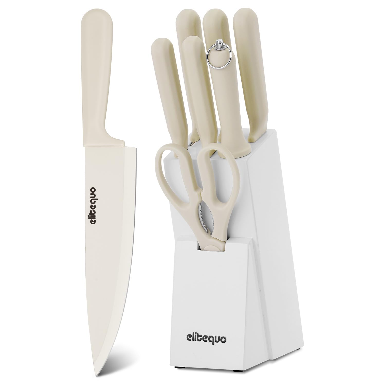 8 Piece Kitchen Knife Block Set with Sharpener Dishwasher Safe German Stainless Steel with Ergonomic Handle Anti-slip Handle