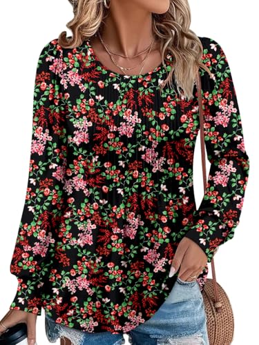 BETTE BOUTIK Long Sleeve Shirts for Women Fall Tops Dressy Blouses Crewneck Tunic Tops for Leggings S-3XL