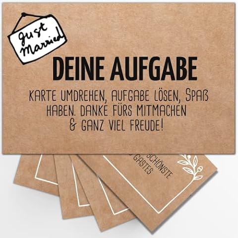 Just Married by snaPmee - Hochzeitsspiel mit 108 Aufgaben für Gäste & Brautpaar - 10 Kategorien - Kraftpapier Cover