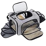 【Trageweise】Handgehalten, Cross Body kann auch in der Autositzposition oder unter dem Autositz gebunden werden, verstellbarer Nylon-Schultergurt reist sicherer, Katzentasche kann auf dem Gepäck platziert werden, eingef den Trolley kann ohne Sorge reis Autositz, Flugzeugsitz platziert werden. Nehmen Sie die Katzentransporttasche für Reisen in Zügen und Flugzeugen mit
