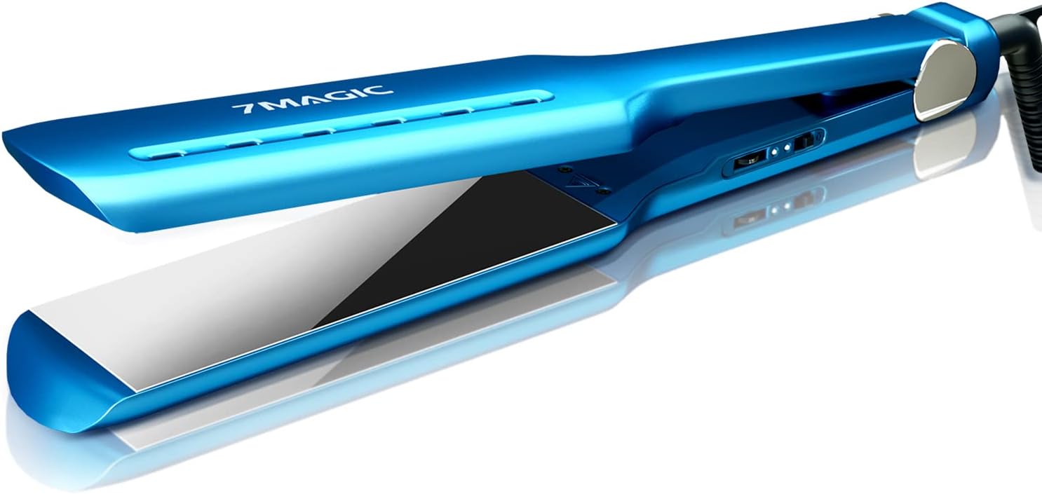 7MAGIC Nano Titanium Hair Straightener, 1.7" Wide Flat Iron for All Hair Types, MCH Straightening Iron for Fast Straightening, Flat Iron Hair Straightener with 5 Temp, Hair Iron with Dual Voltage 1pcs