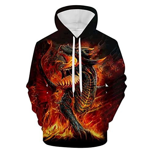 Wtiqlky Men 3D Digital Printed Hoodie And Sweatpants Pullover Dragon Hoodie Suit 2 Piece Outfit #TOP1