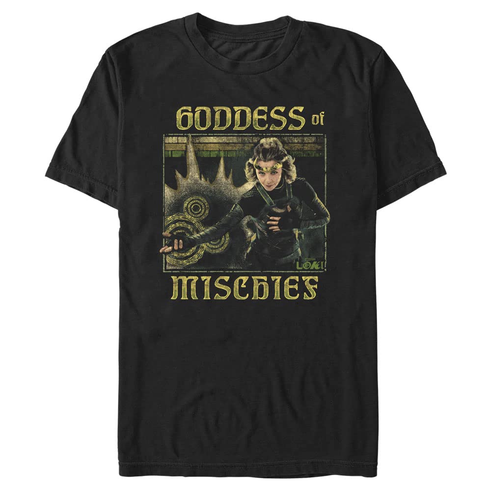 Marvel Big & Tall Loki Mischievious Goddess Men's Tops Short Sleeve Tee Shirt, Black, 3X-Large