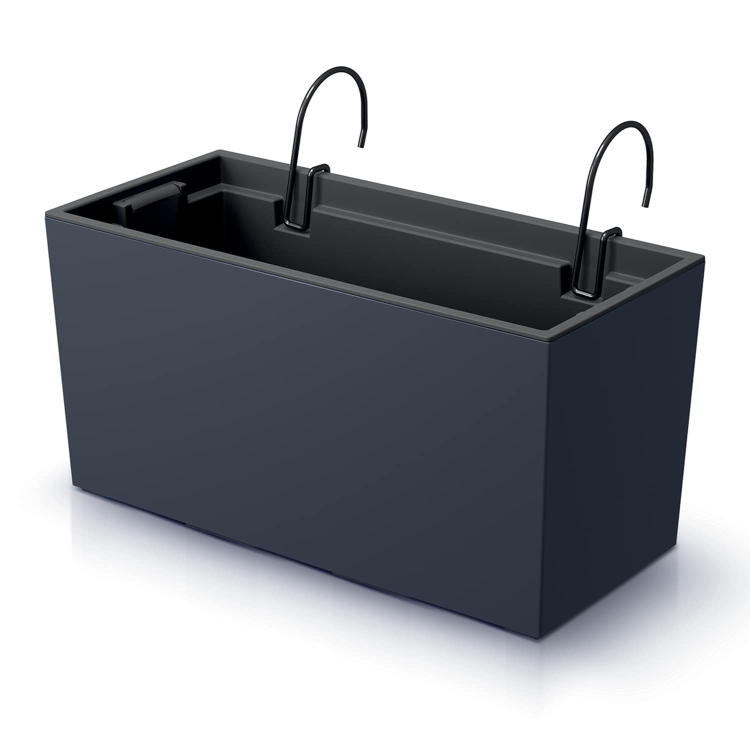 IMJ-Global Urbi - Juego de 3 macetas rectangulares para flores, plantas, de plástico, 39,5 x 18,5 x 19,5 cm, para interior y exterior, color negro, volumen 12 litros, diseño moderno