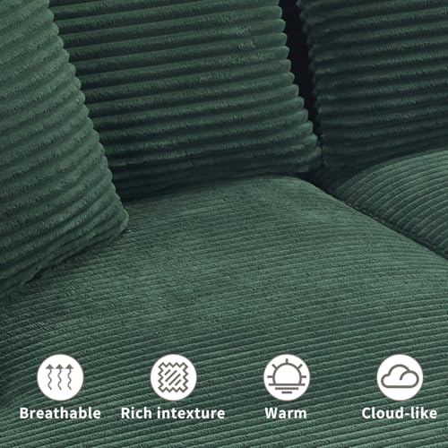 PELUMY 108.7" L-Shaped Modular Sectional Sofa with Oversized Chaise, Cloud Couch with Memory Foam, No Assembly Required Sleeper Sofa for Small Space Living Room, Apartment (Green, Corduroy) - Image 6