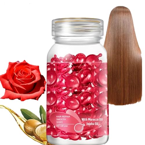 JJKTO Hair Vitamin Serum Capsule, Hair Serum Growth Oilwith Moroccan Vitamins A, C, E And B5, Restores Dry Frizzy Hair,Repair Damaged And Smooth Shiny Hair Macadamia & Avocado Oil