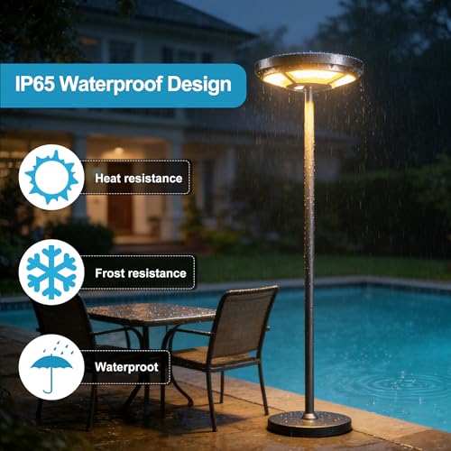 Image of Lightdot Outdoor Floor Lamp for Patio, Rechargeable Cordless Floor Lamp with Remote, Dimmable Warm White 3000k Tall Standing Lamps for Deck Yard Garden