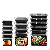 NutriBox [30 Pack] Meal Prep Containers in 3 Sizes 12, 24, 28 oz, Durable, Stackable, Reusable, BPA