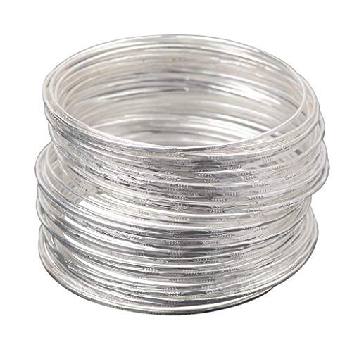 Suammiitstrieadea 50 pulseras de aro ultrafinas plateadas, as described, Plástico, como se muestra en la