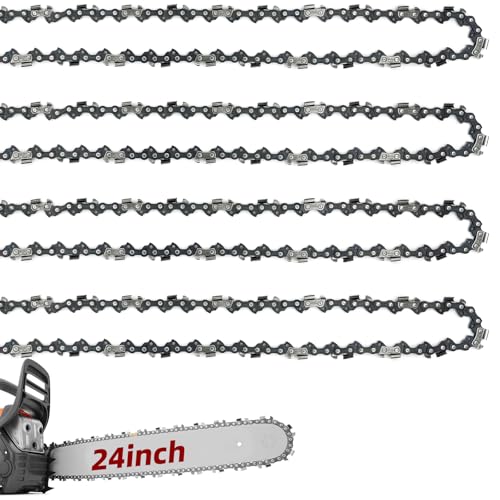 4 Pack 24 Inch Chainsaw Chain .050 Gauge 3/8 Pitch 84 Drive Links 24 Inch Replacement Chains Fit for Husqvarna 460 460 Rancher Stihl MS 260 Echo Poulan Makita and More