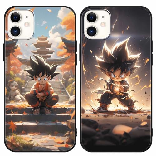 PBNDJVG [2 Piezas] Anime Funda para Xiaomi Redmi 13C 6.74'', Cover Dragonball Z Super Z DBZ Son Goku Patrón Fine Diseño Carcasa Anti-Choques Suave Negro TPU Protectora Case Animadas Fundas, Negro1