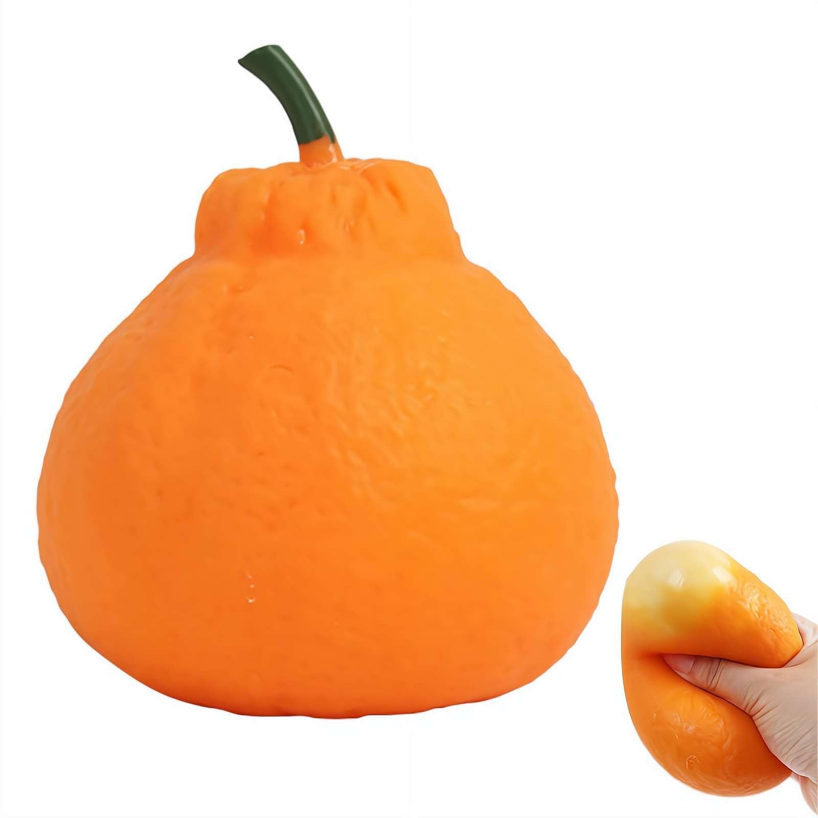 Big Tangerine Fruit Squeeze, TPR Low Rising Squishies Sensory Fidget Toy for Anxiety, Fruits Squeeze for Adults Relaxation
