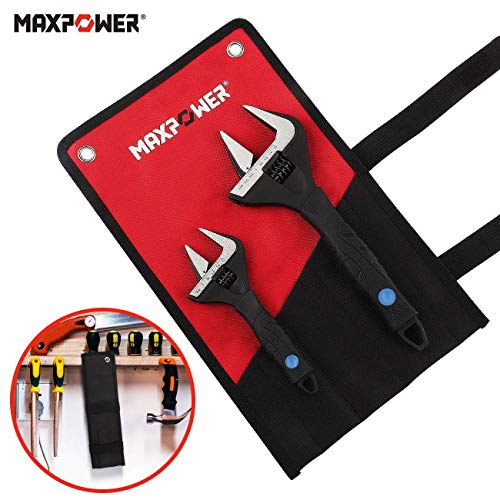 Maxpower Stubby Adjustable Wrench Deep Jaw Wide Opening, 6-Inch And 10-Inch Plumbing Wrench Set With Kitbag #TOP5