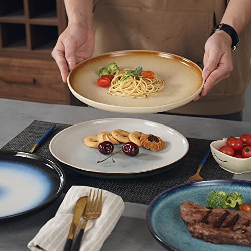 Ste-Cer Dinner Plates Set Of 4,10.2 Inch Ceramic Plates Set For Steak,Pasta,Salad,Japanese Style Plates For Kitchen And Restaurant,Dishwasher, Microwave & Oven Safe(Assorted Colors) #TOP4