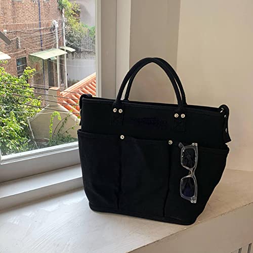 Large-Capacity Multifunctional Multi-Pocket Handbag Canvas Bag, Shopping with Kids Mummy Bag, Women's Shoulder Crossbody Bag