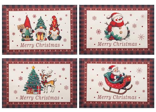 Hretvoi Platzset Weihnachten, Tischset Weihnachten Abwaschbar,...