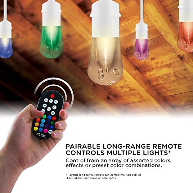 Enbrighten Premium Color Changing String Lights, 24ft White Cord, 12 Shatterproof Acrylic Bulbs, Weatherproof, Remote Control, Dimmable RGB LED, Outdoor String Lights, 39511