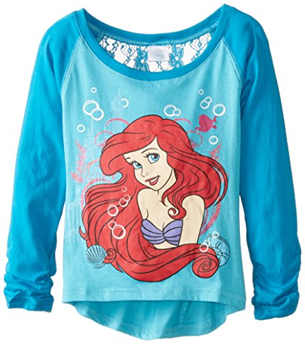 Disney Little Girls' Little Mermaid Ariel High Low Raglan with Lace Trim