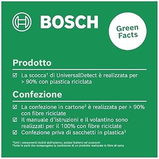 Bosch rilevatore UniversalDetect (display con guida passo-passo per un facile utilizzo, rilevatore cavi e sottostrutture in legno, in scatola di cartone E-Commerce)