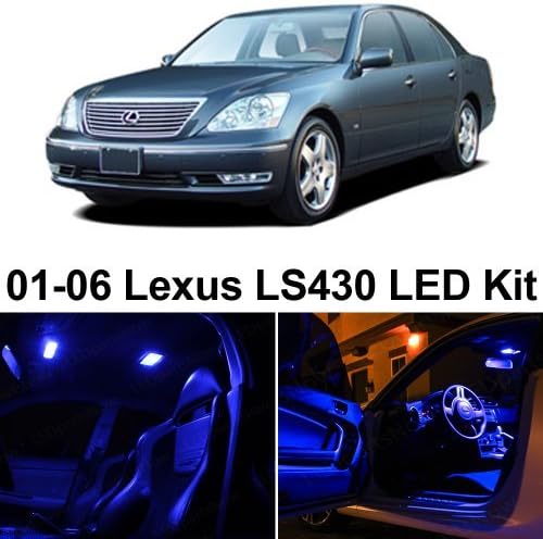 LEDpartsNow Interior LED Lights Replacement for 2001-2006 Lexus LS430 Accessories Package Kit (9 Bulbs), BLUE
