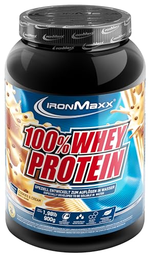 IronMaxx 100% Whey Protein Polvo - Galletas y Crema 900g Dosis | Proteína de suero de leche reducida en azúcar y soluble en agua | Disponible en muchos sabores diferentes