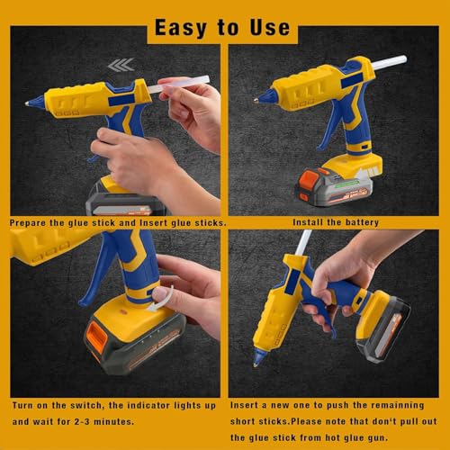100W Cordless Hot Glue Gun for DeWalt 20V MAX Battery (Tool Only) High Temp Electric Power Glue Gun with 20PCS Full Size Glue Sticks for Arts Crafts DIY Festival Decor School Home Repair - Thumbnail 6