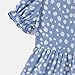 IFFEI Mommy and Me Dresses Summer Casual Boho Matching Outfits Ruffle Puff Sleeve High Waist Midi Beach Maxi Dress 6-7Y Blue