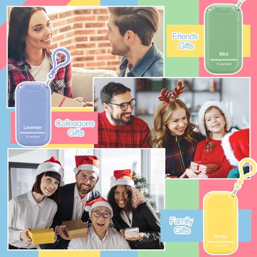 Image of 12 Pack Mist Hand Sanitizer Spray Keychain Cute Mini Hand Sanitizer Travel Size Bulk 1oz Scent Moisturizing Back to School Teacher Gift Classroom Variety Pack for Gym Purse Backpack(Colorful,Classic)