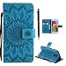 Produktbild Hancda Hülle für Samsung Galaxy S5 Mini [Nicht für S5] Hülle Leder Flip Case, Schutzhülle Ledertasche Handyhüllen Cover Magnet Geldbörse Stoßfest Handytasche für Samsung Galaxy S5 Mini,Blume Blau