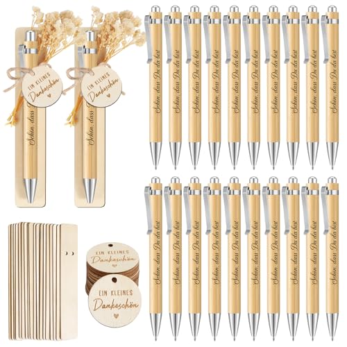 BOFUNX 20pcs Schön dass Du da bist Kugelschreiber Stifte Gastgeschenke Hochzeit mit Trockenblumen Deko Dankeschön Holzanhänger Dankeschön Geschenk...