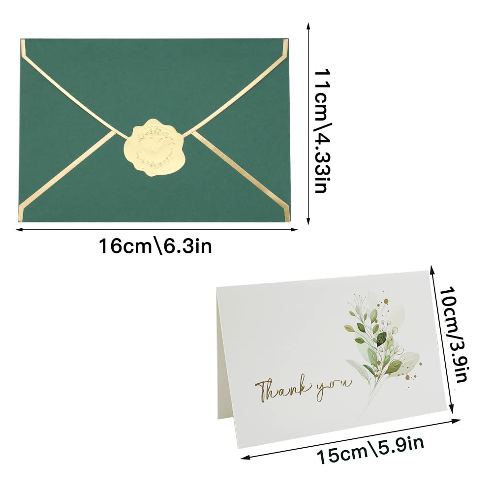 Crisky Green Thank You Cards With Envelopes & Stickers, 50 Pack Bridal Shower Graduation Thank You Cards Small Business, Wedding Baby Shower Birthday Funeral Notes Bulk - View #9