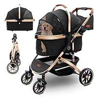 Amazon.co.jp: Pettingzoo 犬用ベビーカー 4輪付き、60ポンドまでの