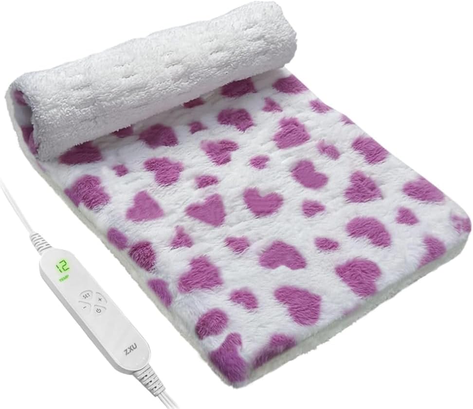 ZXU Heating Pad for Back Pain Relief, Ultra Soft Sherpa Heating Pad for Cramps Relief with 12 Heat Setting and Auto Shut Off Function, Moist Heat Option, Machine Washable, Stay on Electric Heated Pad