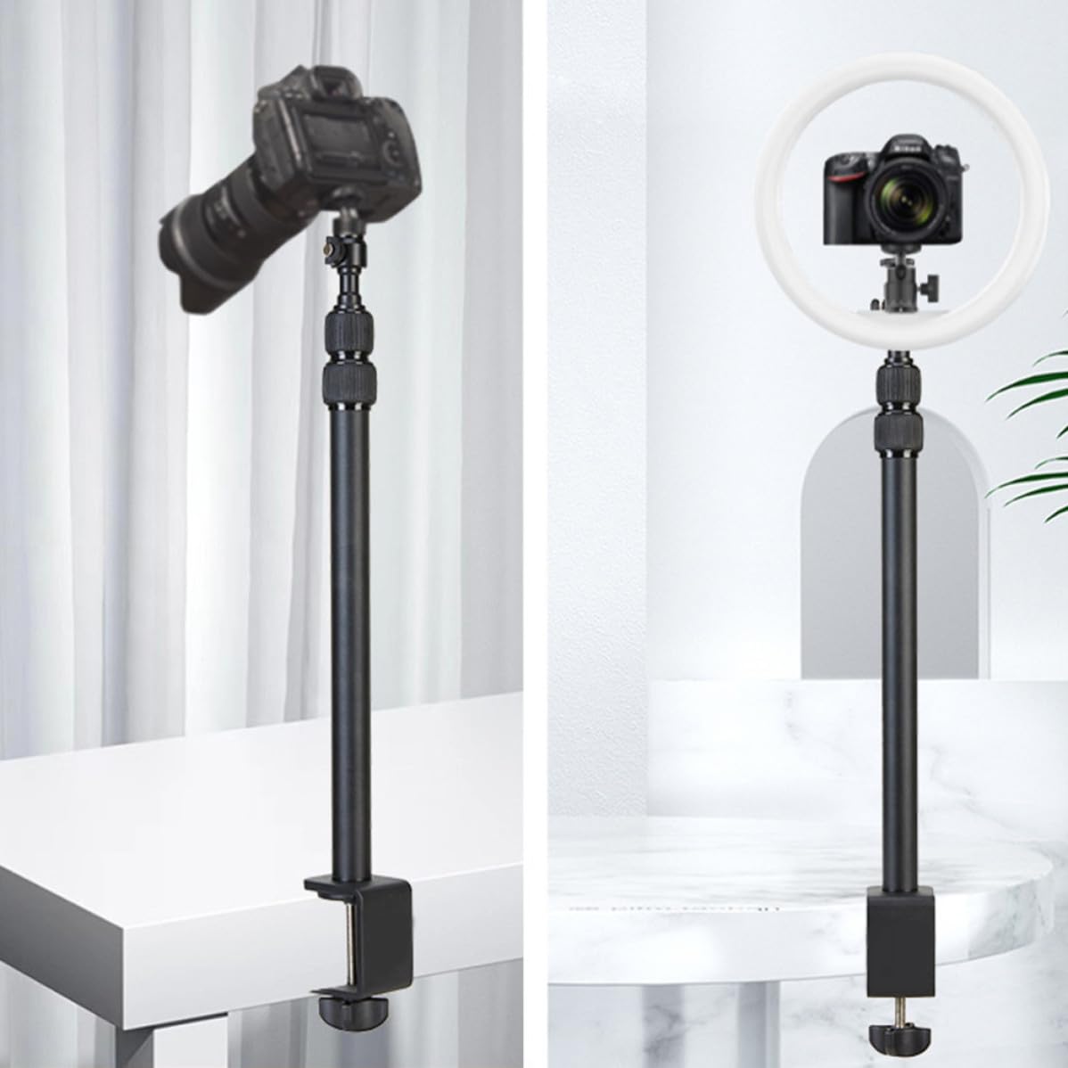 Zerodeko Soporte de Sobremesa para Cámara Soporte para Cámara Web Aleación de Aluminio Altura Ajustable 1/4 Pulgada Negro 38,5-93,5cm y Proyector