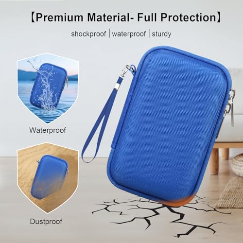 Image of Elonbo Camera Carrying Case for Kodak PIXPRO WPZ2 Waterproof Digital Camera | Camera Carrying Case, Hard Bag, with Mesh Pocket Wrist Strap Double Zipper, for Vlogging, Travel Protective Storage, Blue