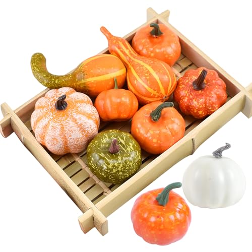 Künstliche Kürbis Set für Halloween und Herbstdekorationen - 10...