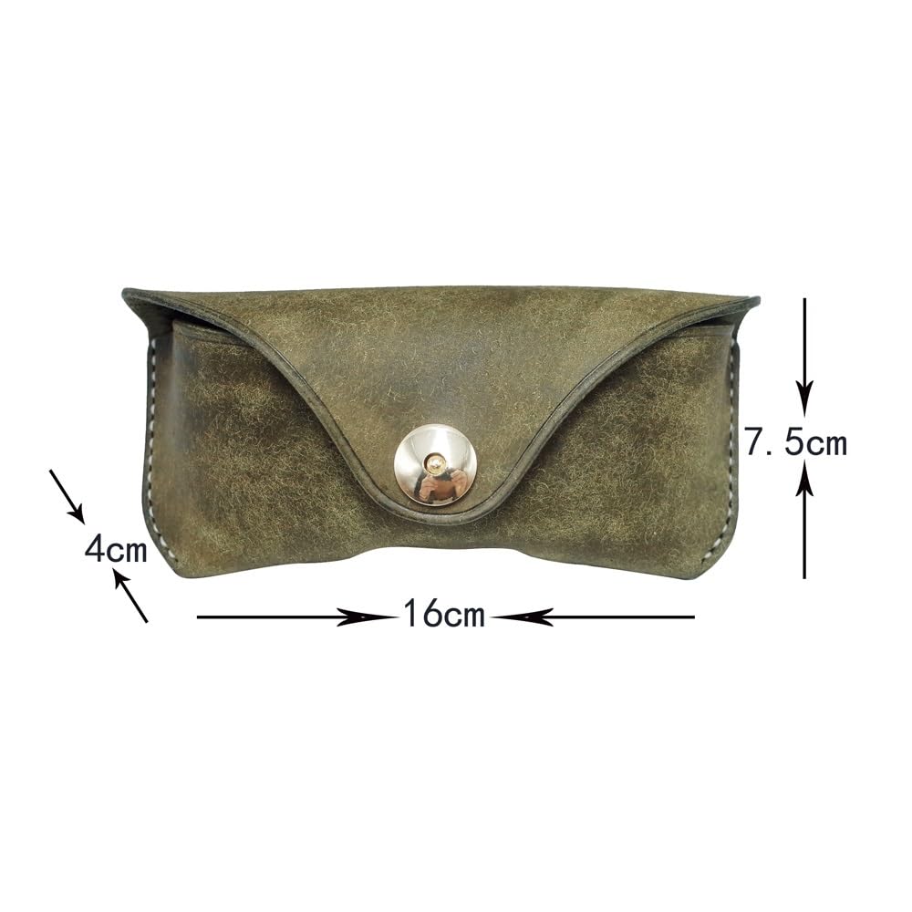 Przenośne skórzane etui na okulary - prawdziwa skóra, chroni, okulary przeciwsłoneczne, etui na okulary, okulary do czytania, uchwyt ochronny (Grey : Orange, Size : S)