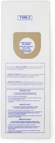 DVC Bolsas de repuesto de papel microforradas para Hoover tipo Z Fit TurboPower, Power Drive, Dimension, Dirt FINDER, AutoDrive, PowerMax, Breathe