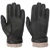 Lipodo Lederhandschuhe mit Wollfutter Herren (Größe M bis XL) - Herrenhandschuhe aus Leder und Wolle - Fingerhandschuhe gefüttert - Handschuhe mit Strickfutter - Herbst/Winter schwarz XL